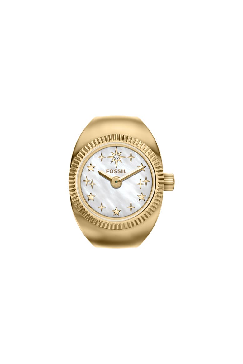 Star Mother-of-Pearl Goldtone Ring Watch, 15mm, Main, color, GOLD