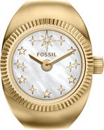 Fossil Star Mother-of-Pearl Goldtone Ring Watch, 15mm