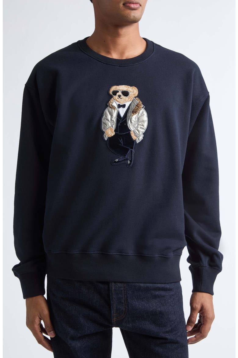 Bear Patch Fleece Sweatshirt, Main, color, CHAIRMAN NAVY
