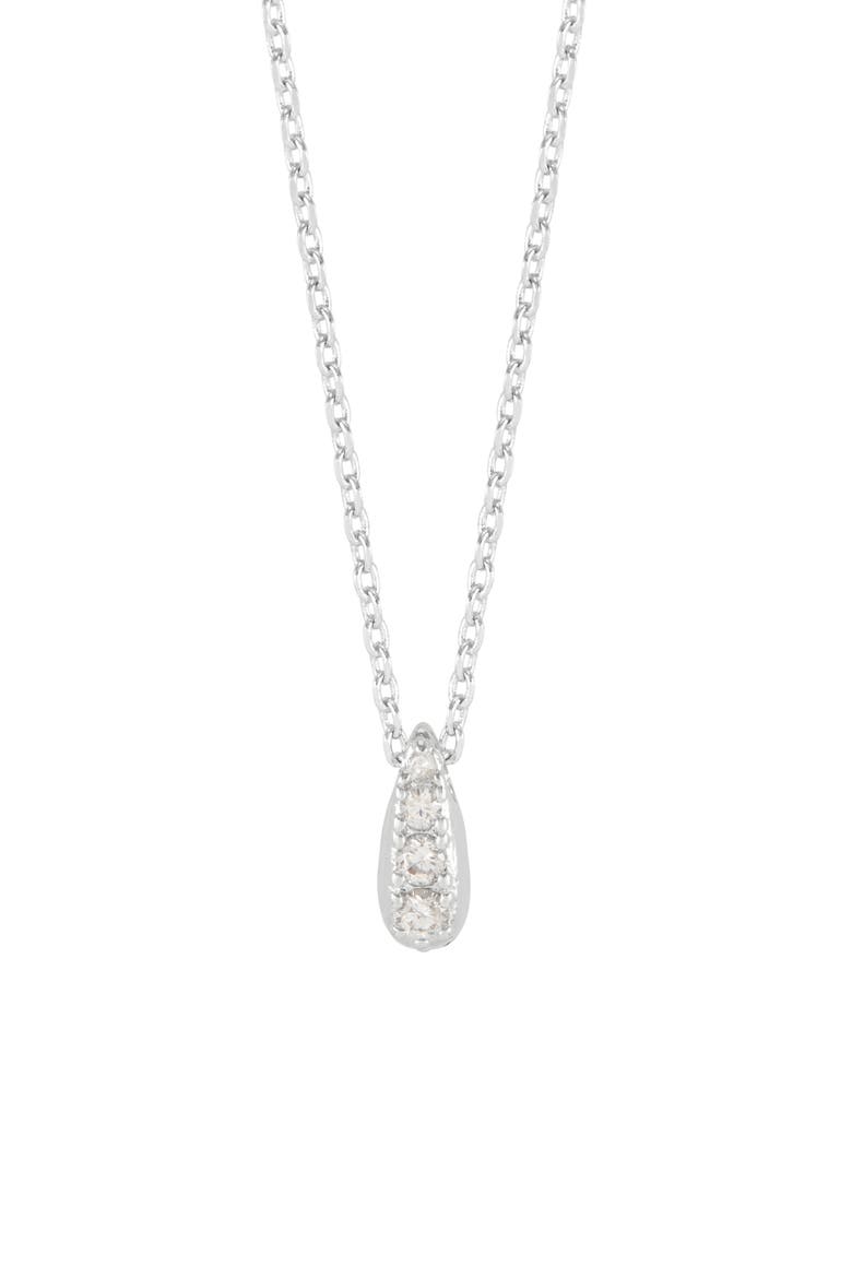 Teardrop Cubic Zirconia Pendant Necklace, Main, color, SILVER PLATED