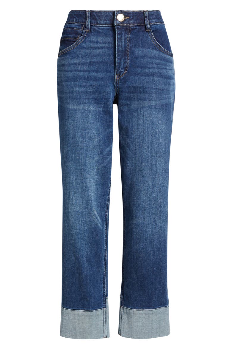 High Waist Cuff Hem Jeans, Alternate, color, BLUE