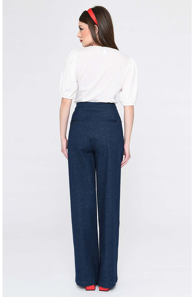 Unique Vintage High Waist Wide Leg Tab Pants, Alternate, color, Denim Blue