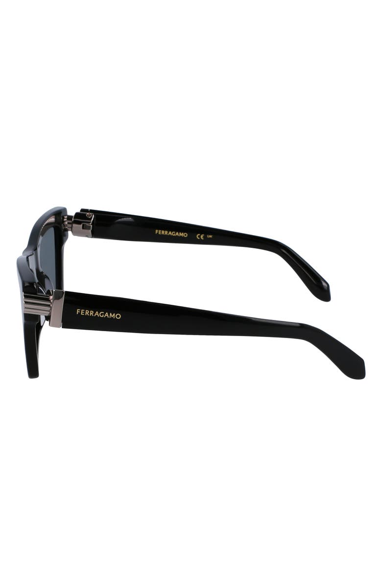 FERRAGAMO Prisma 52mm Rectangular Sunglasses, Alternate, color, Black