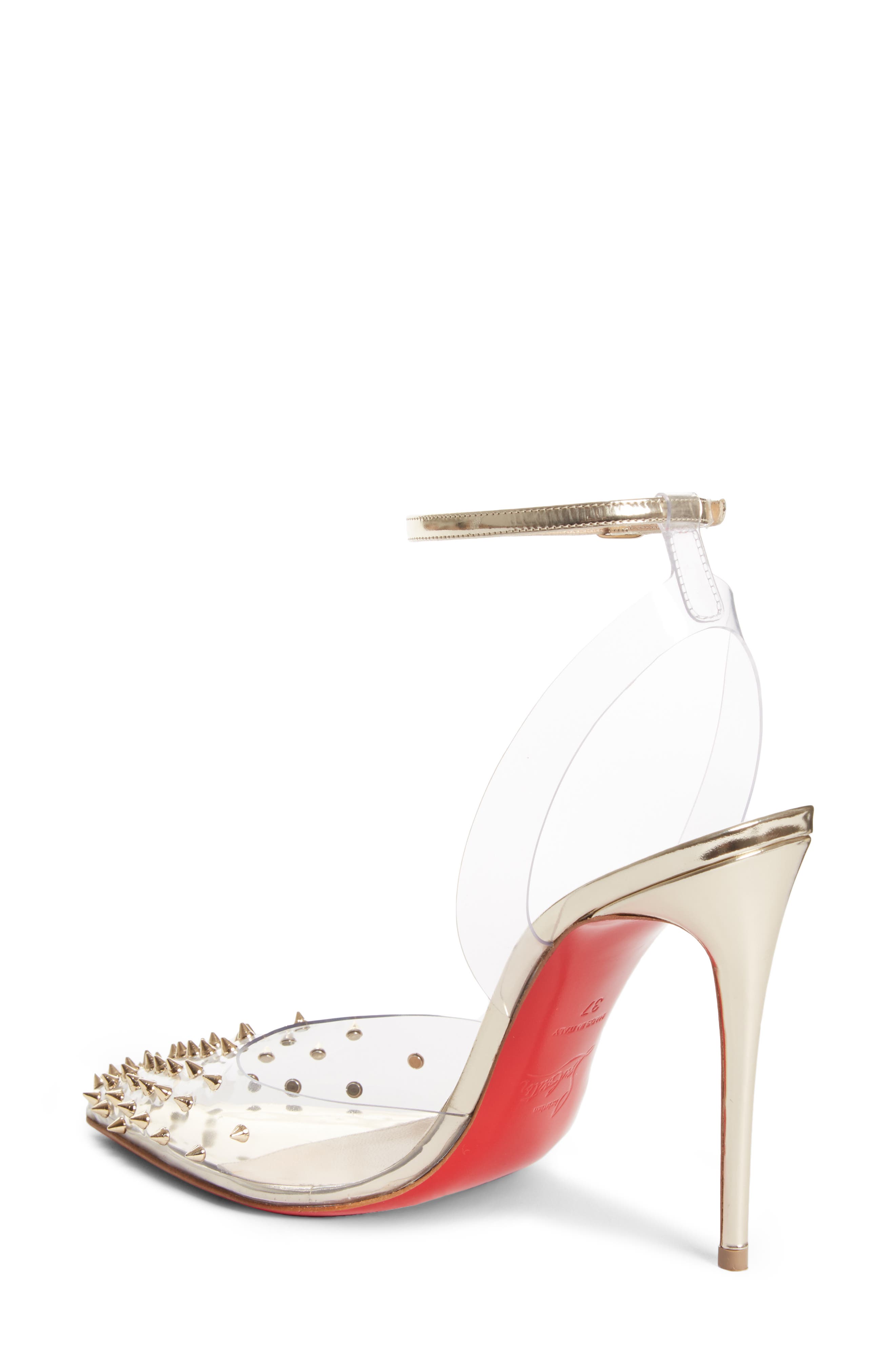 Christian Louboutin Spikoo Clear Ankle Strap Pump, Alternate, color, 