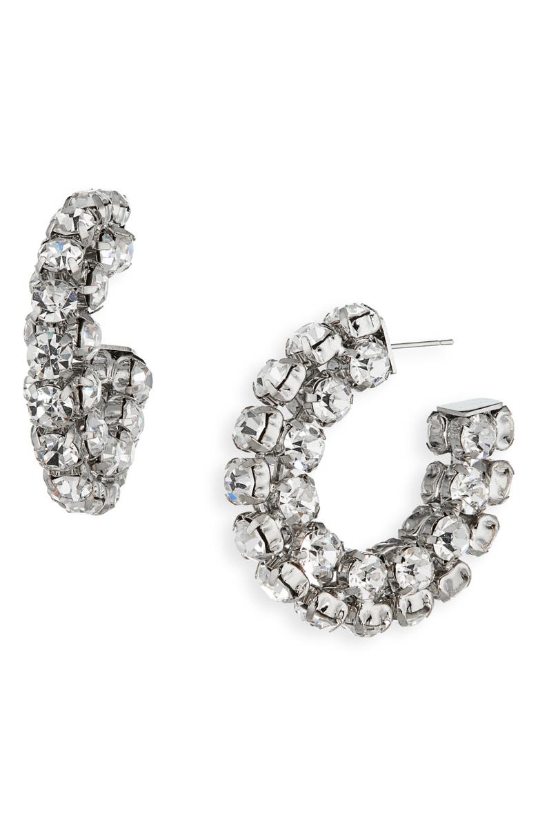 Area Crystal Hoop Earrings, Main, color, Silver