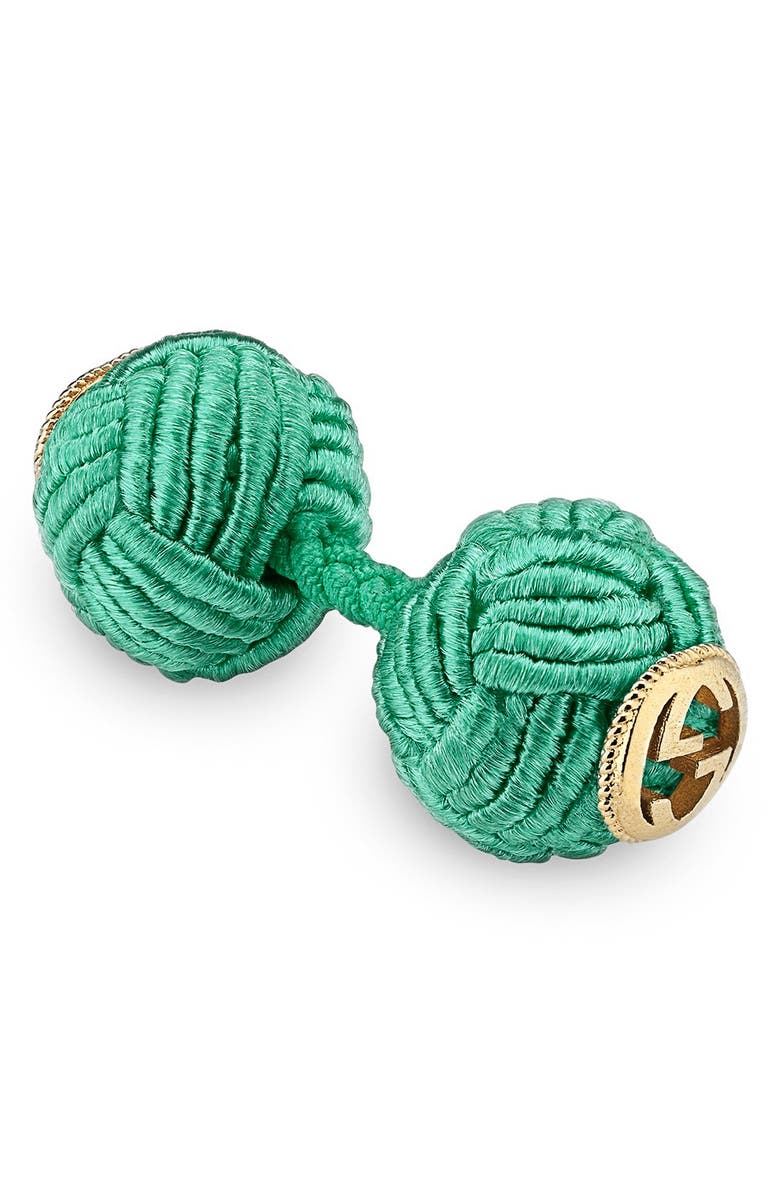 Gucci Interlocking-G Rope Cuff Links, Alternate, color, Green