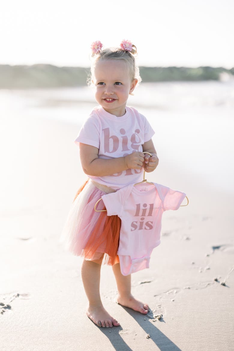 Lil Sis Short Sleeve Bodysuit, Alternate, color, Ballet Pink