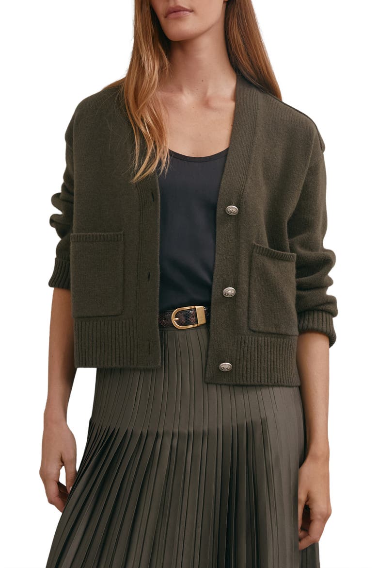 Maya Wool & Cashmere Cardigan, Main, color, KHAKI GREEN
