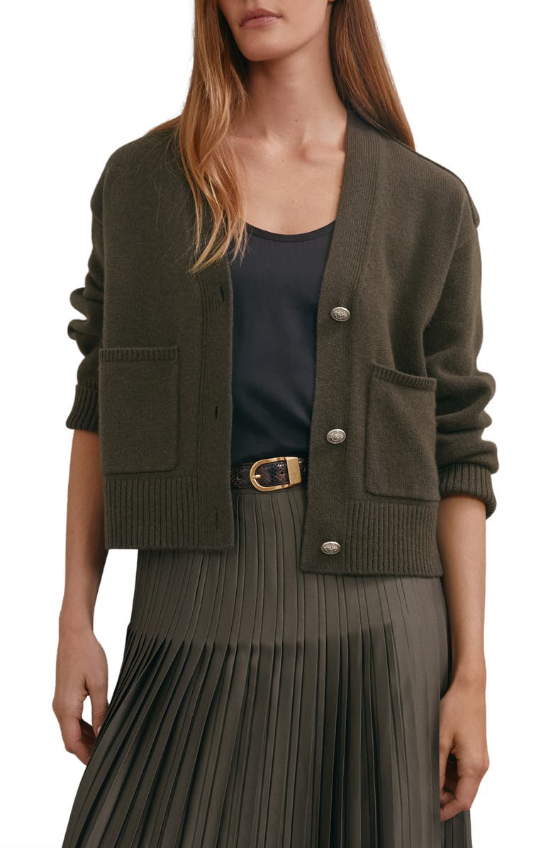 Reiss Maya Wool & Cashmere Cardigan, Main, color, Khaki Green