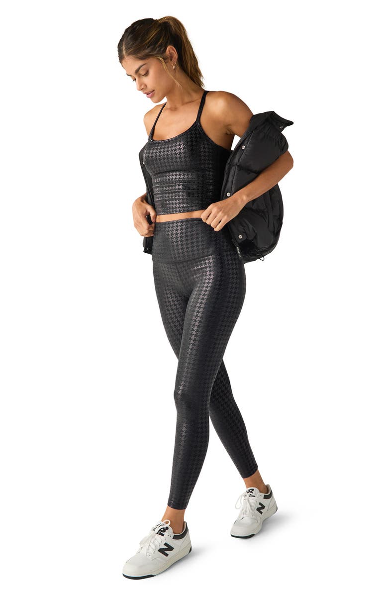 Beyond Yoga Houndstooth Check Slim Crop Tank, Alternate, color, Houndstooth Black