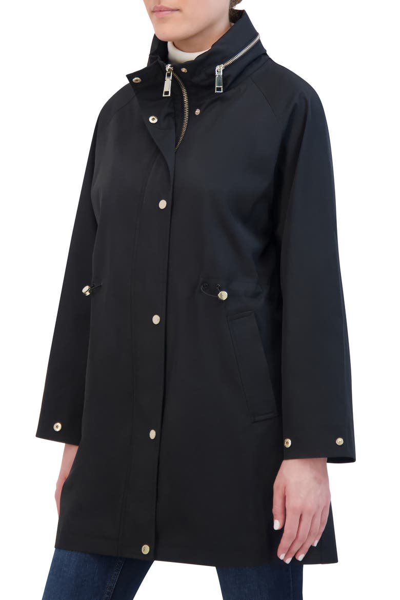 Oversize Water Repellent Hooded Rain Jacket, Alternate, color, BLACK