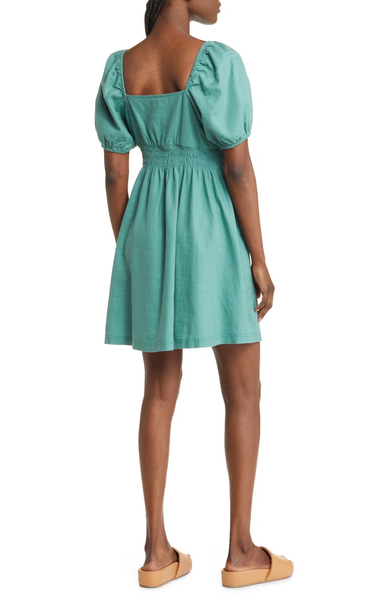 Treasure & Bond Linen Blend Smock Waist Minidress, Alternate, color,