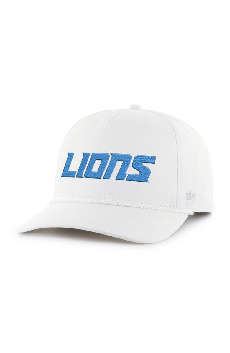 '47 Men's '47 White Detroit Lions Script Rope Hitch Adjustable Hat, Main, color, 