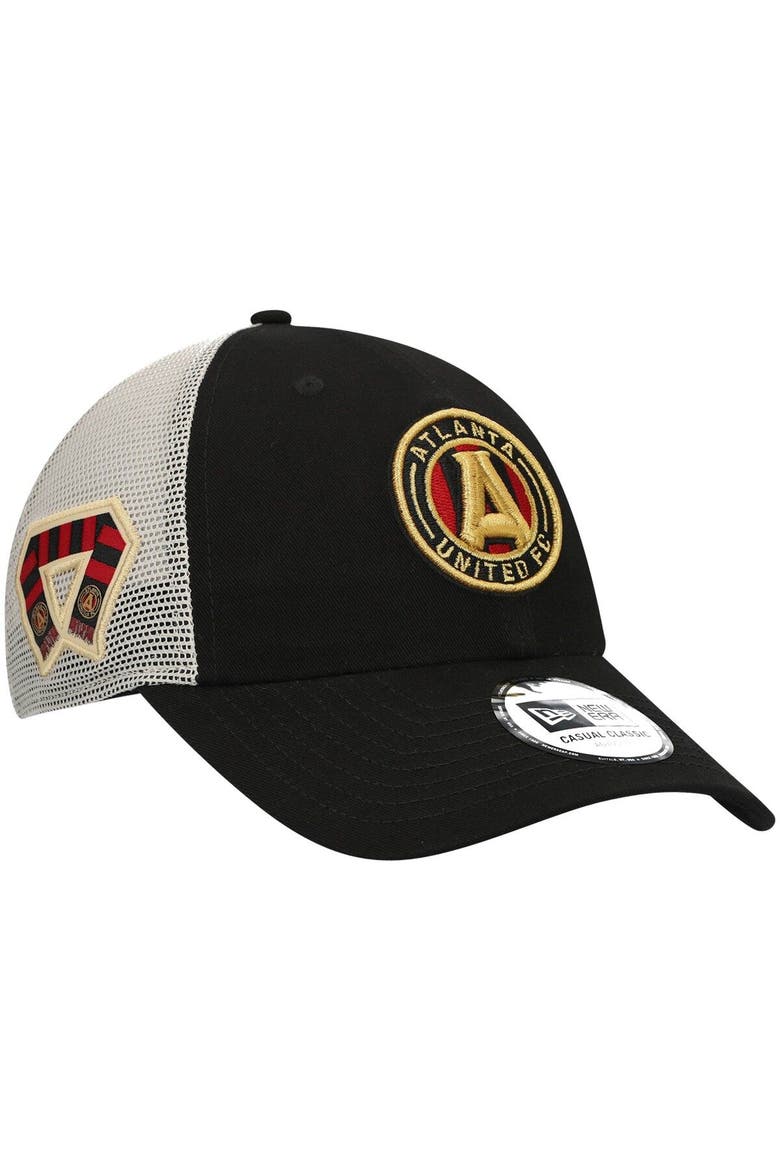 Men's New Era Black Atlanta United FC Casual Scarf Classic Trucker Snapback Hat, Alternate, color, Black