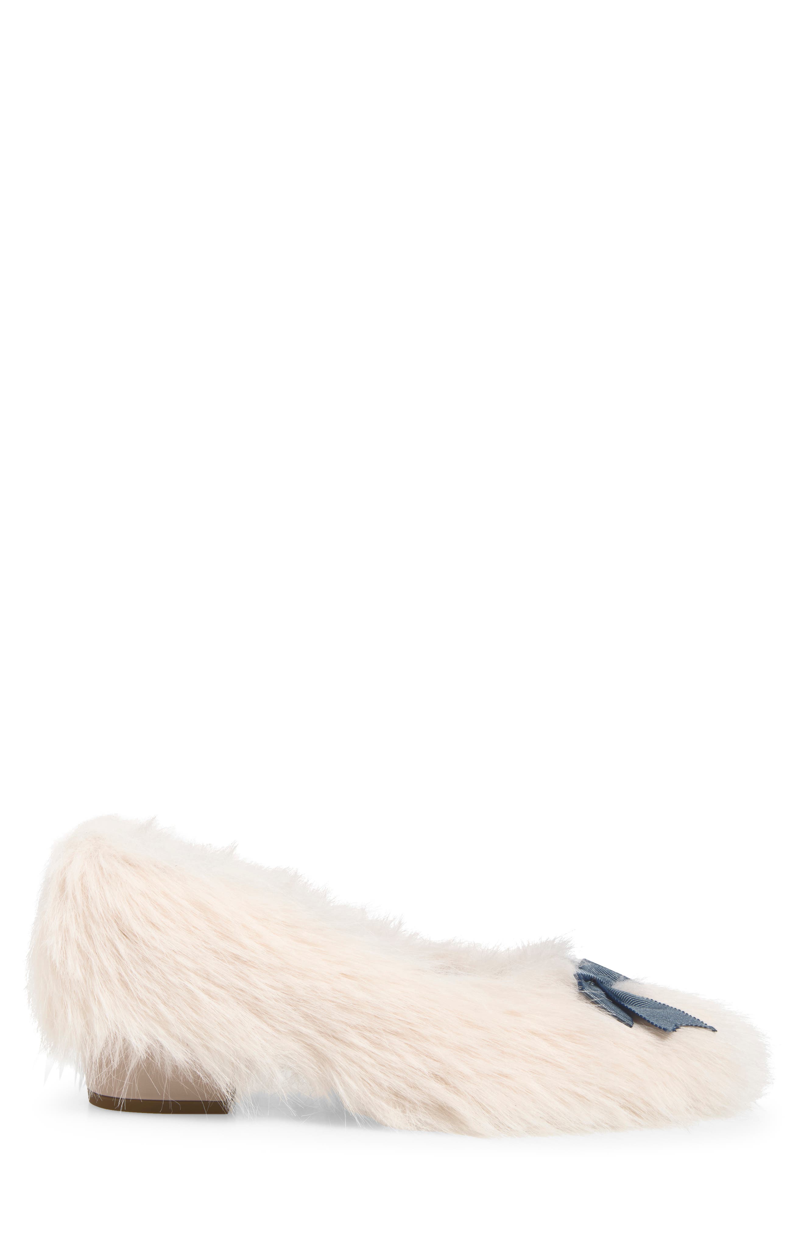 Furry Slipper Pump, Alternate, color, WHITE
