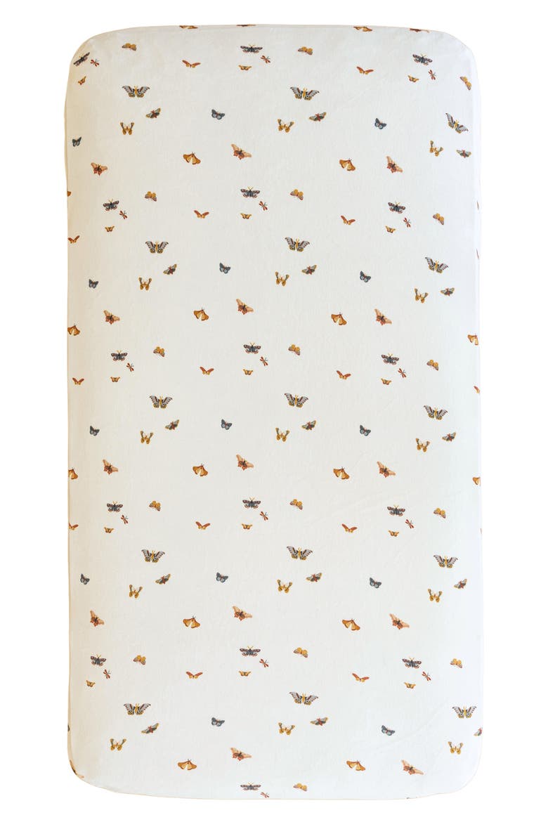 Minky Fitted Crib Sheet, Main, color, BUTTERFLY