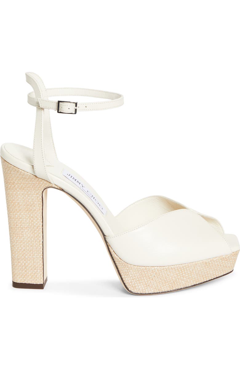 Jimmy Choo Sacaria Ankle Strap Platform Sandal, Alternate, color, Latte Mix