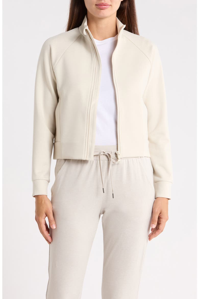 Full Zip Textured Knit Jacket, Main, color, SILVER BIRCH HEATHER