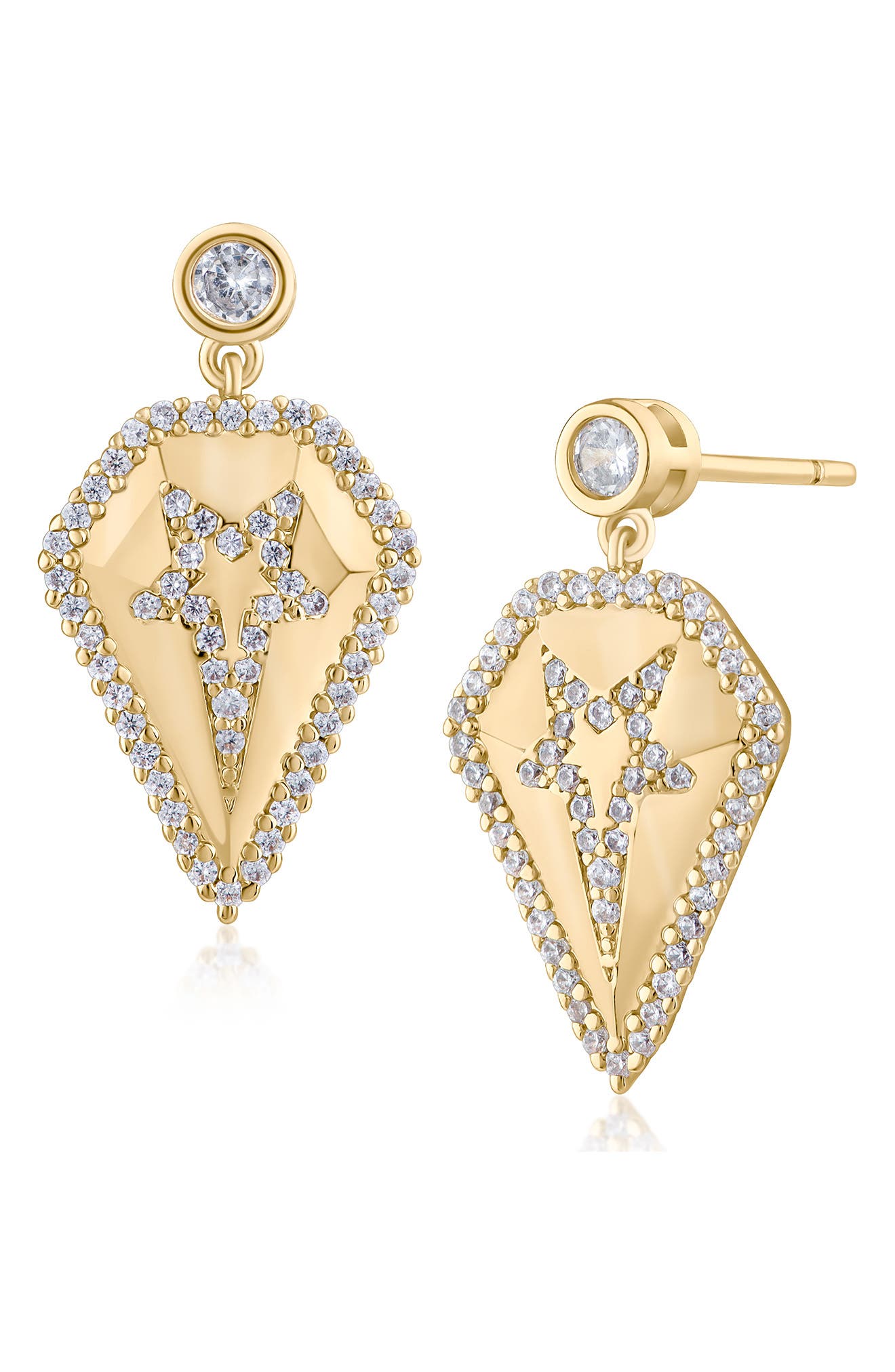 JARDIN Cubic Zirconia Pentagon Drop Earrings