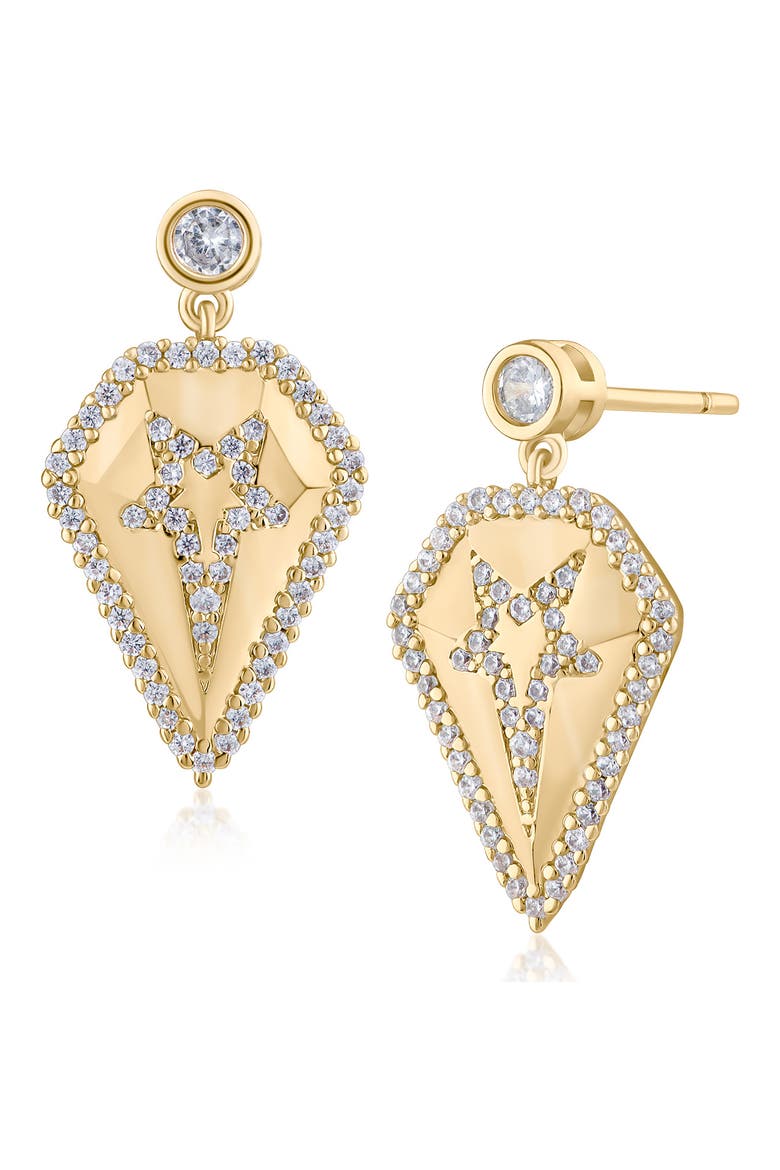 Cubic Zirconia Pentagon Drop Earrings (Nordstrom Exclusive), Main, color, CLEAR/ GOLD