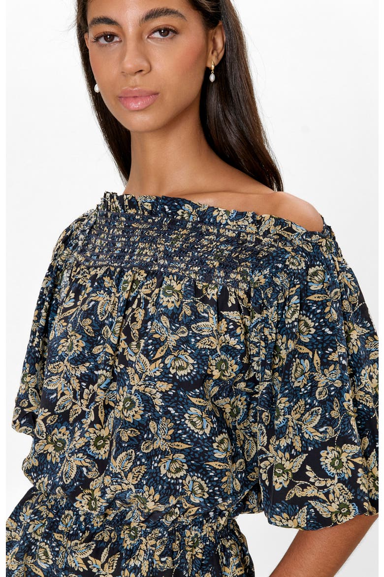 Charlene Smocked Top, Alternate, color, Navy Multi