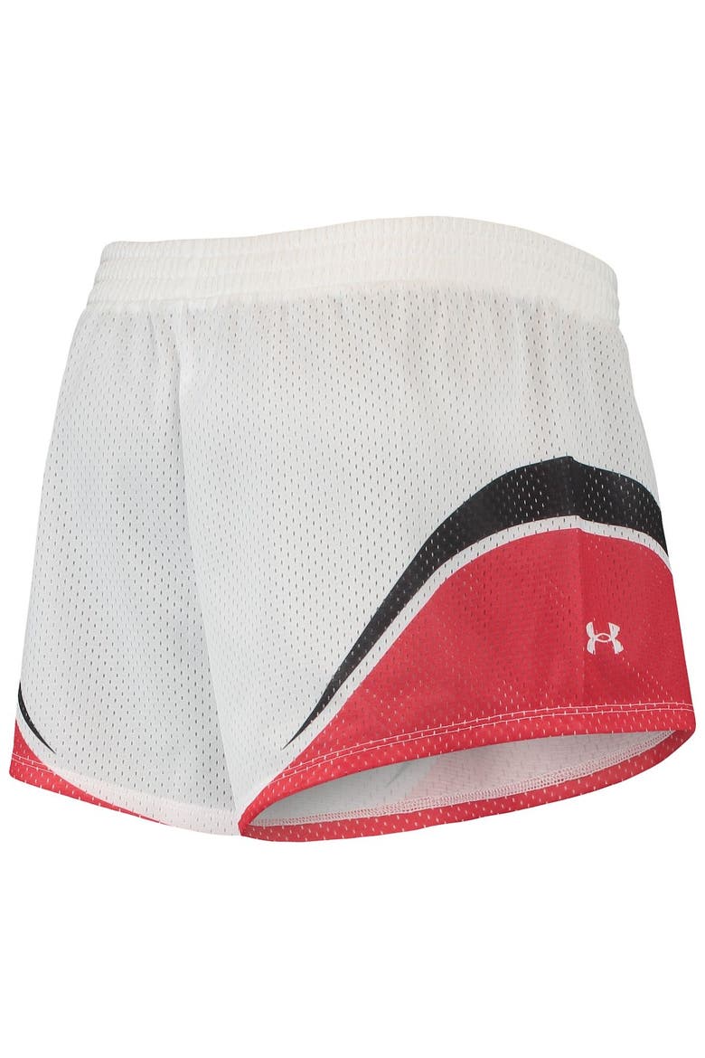 Women's Under Armour White/Red Maryland Terrapins Mesh Shorts, Alternate, color, White