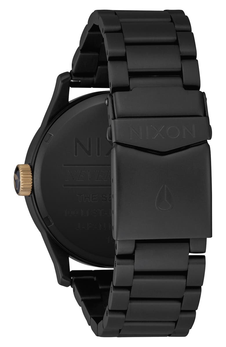 Nixon Sentry Bracelet Watch, 42mm, Alternate, color, Matte Black/Gold