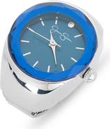 Jessica Simpson Faceted Bezel Ring Watch, 22mm
