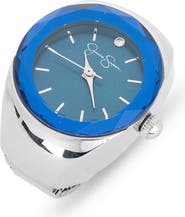 Jessica Simpson Faceted Bezel Ring Watch, 22mm