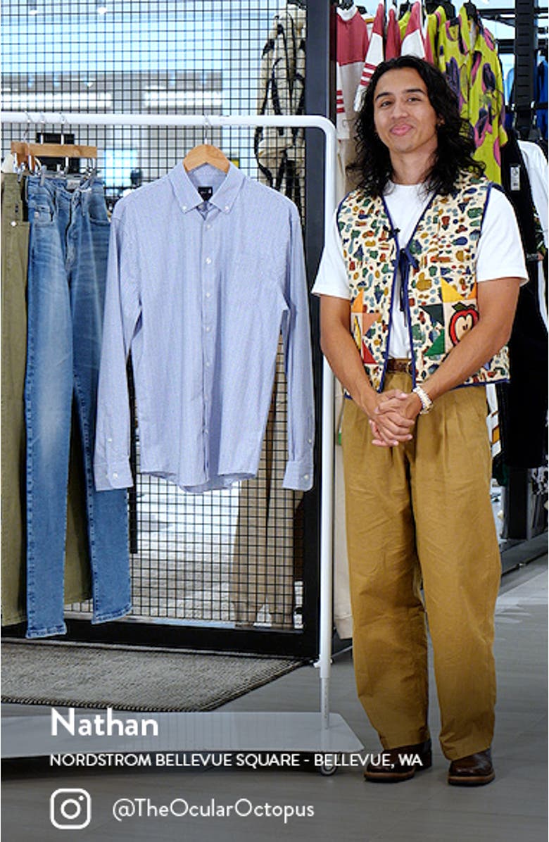 Shay Microcheck Performance Button-Down Shirt, sales video thumbnail