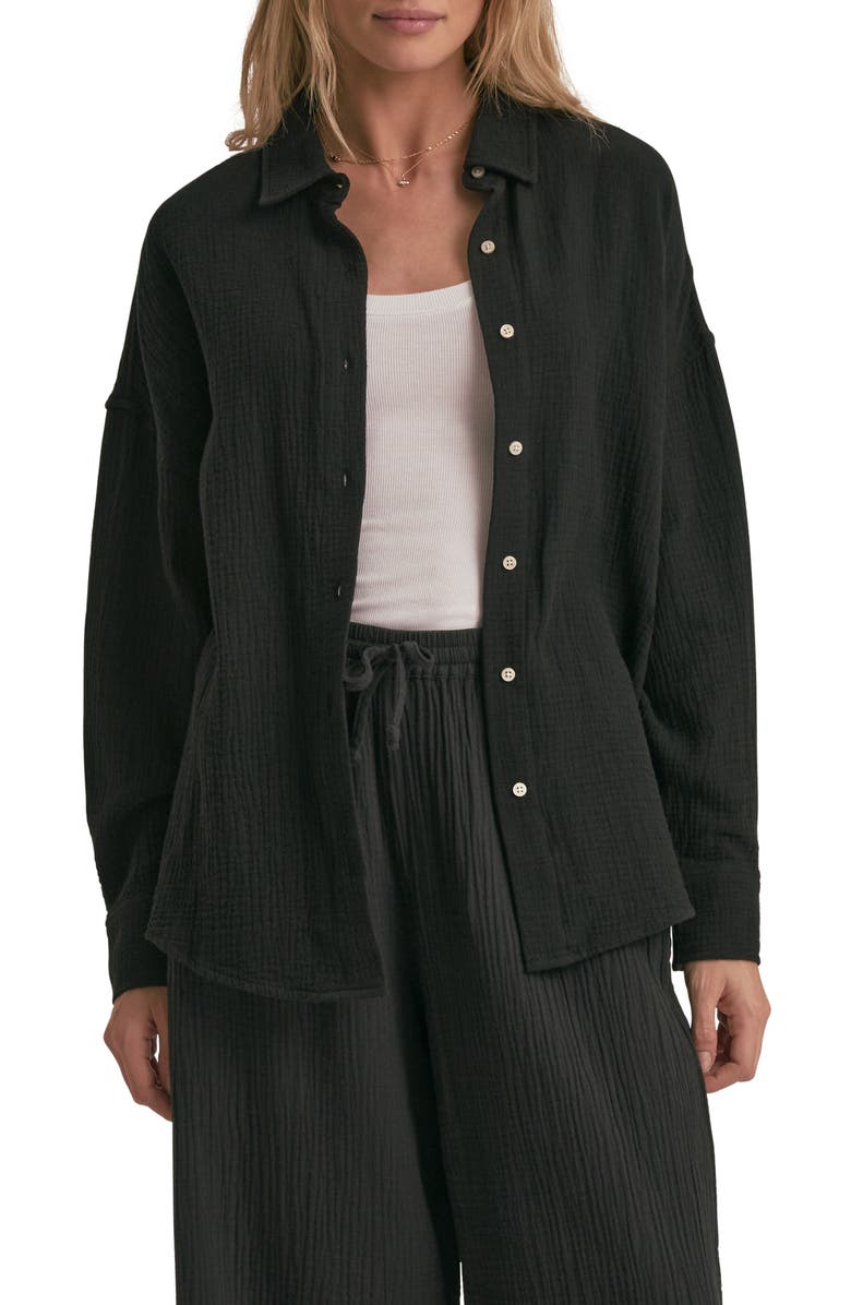 Favorite Daughter The Ex Cotton Button-Up Shirt, Main, color, Black