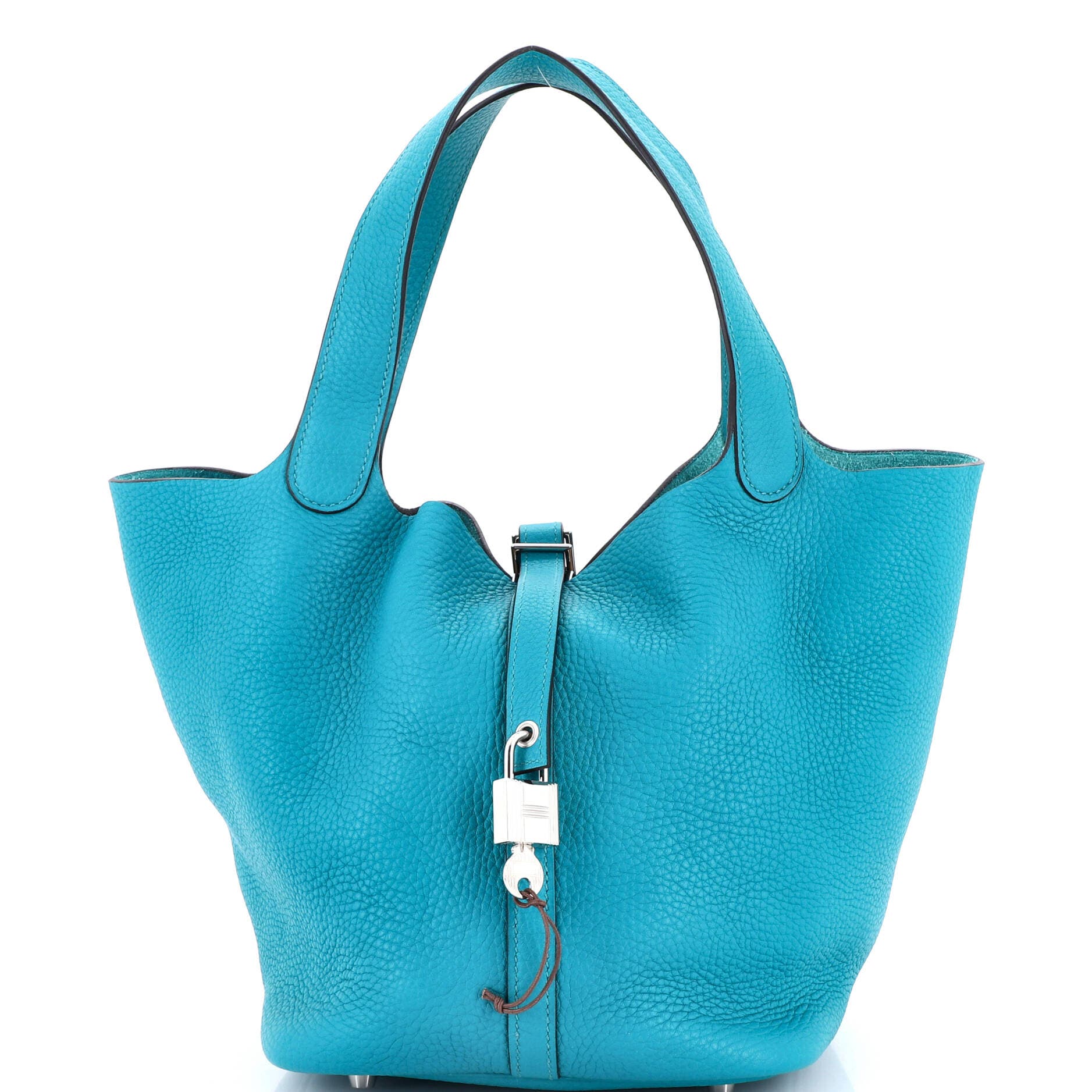 Pre-Owned Hermes Picotin Lock Bag Clemence MM, Main, color, Bleu Paon