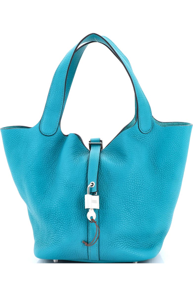 Pre-Owned Hermes Picotin Lock Bag Clemence MM, Main, color, Bleu Paon