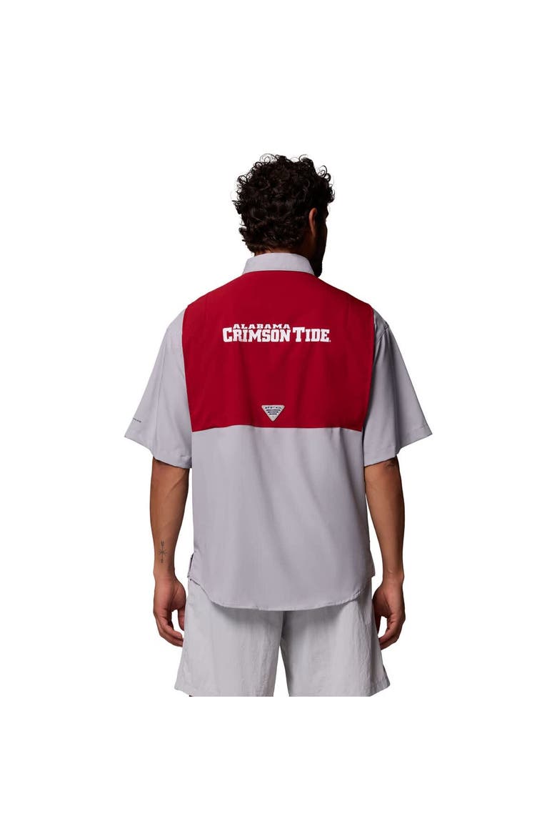 Men's Columbia Gray Alabama Crimson Tide Tamiami Colorblock Omni-Shade Button-Down Shirt, Alternate, color, Gray