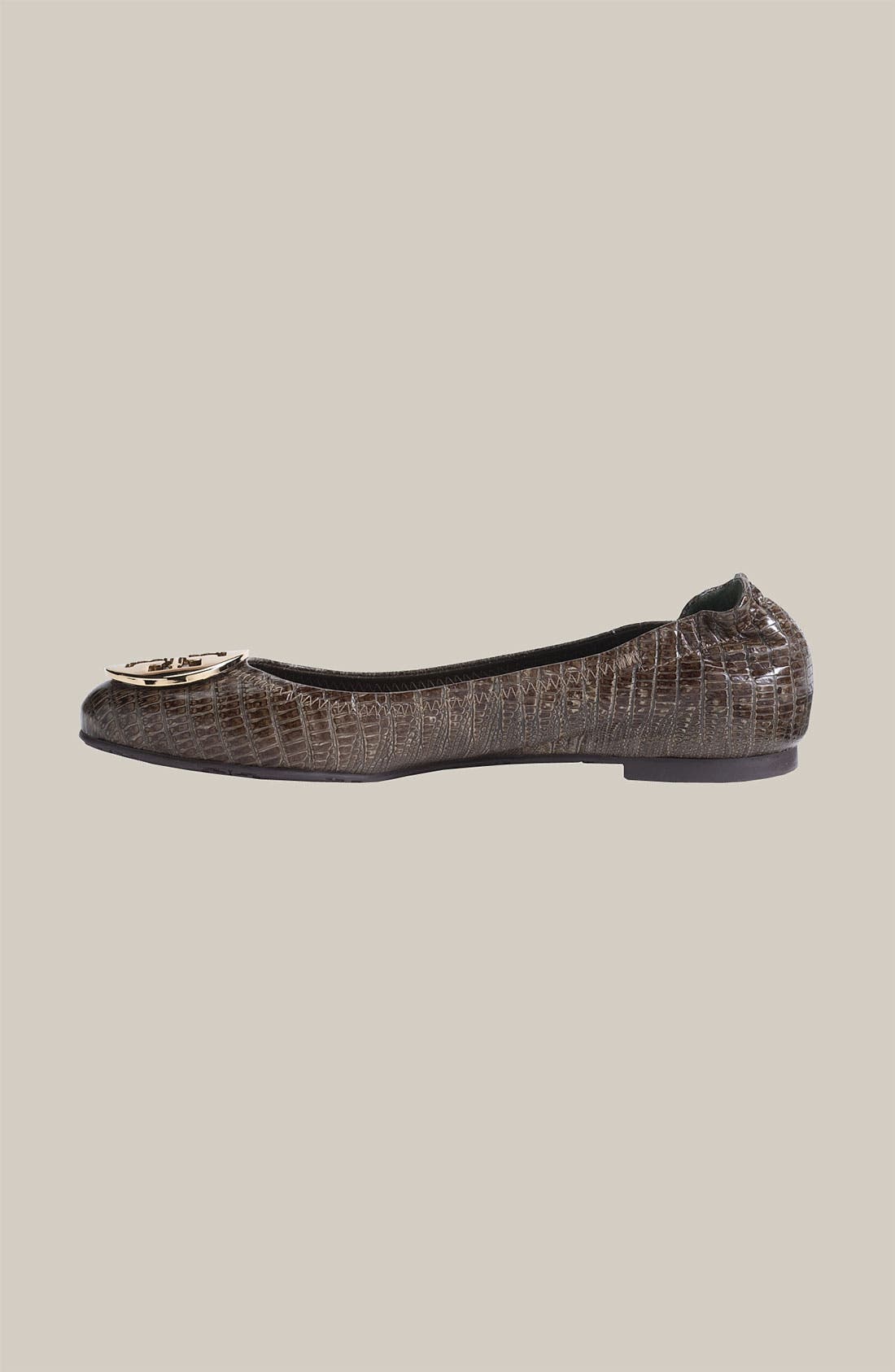 Tory Burch 'Reva' Lizard Embossed Leather Flat, Alternate, color, 