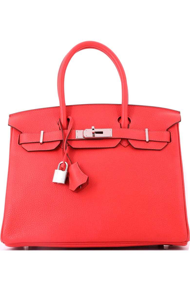 Pre-Owned Hermes Birkin Handbag Red Togo with Palladium Hardware 30, Main, color, Rouge Pivoine