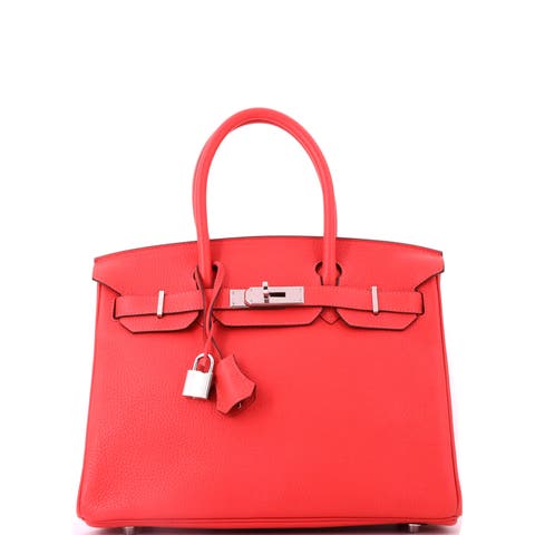 Birkin Handbag Red Togo with Palladium Hardware 30