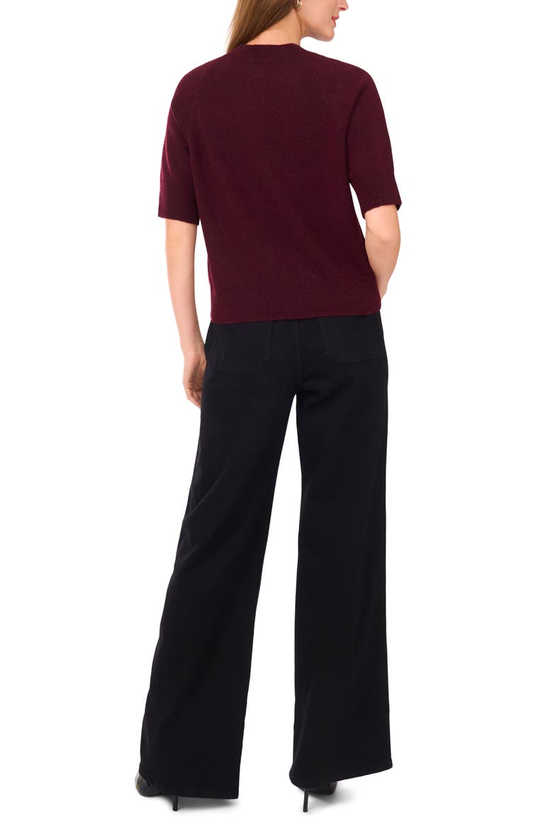 Crewneck Short Sleeve Sweater, Alternate, color, WINE