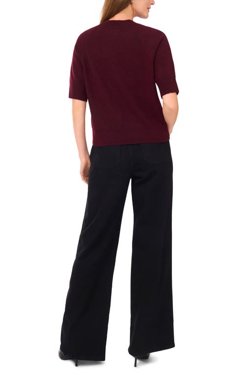 Vince Camuto Crewneck Short Sleeve Sweater In Burgundy