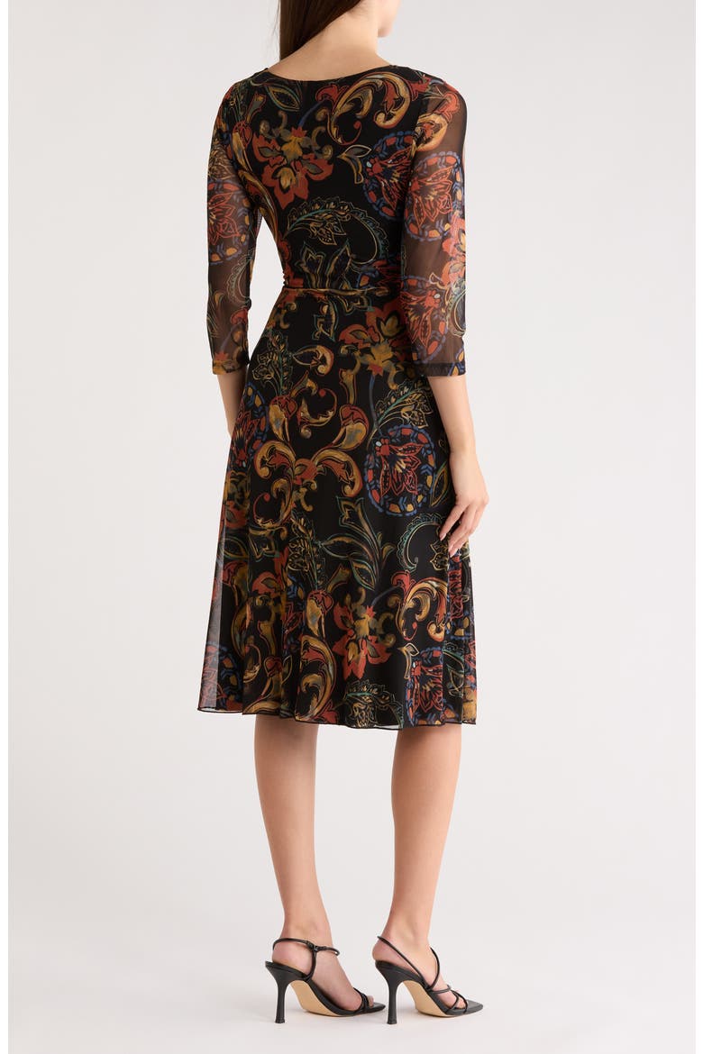 Elbow Length Sleeve Mesh Dress, Alternate, color, BLACK