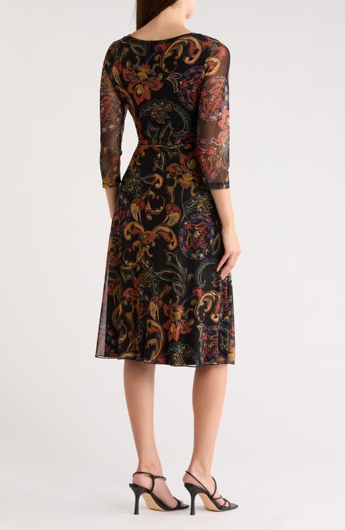 Connected Apparel Elbow Length Sleeve Mesh Dress In Multi