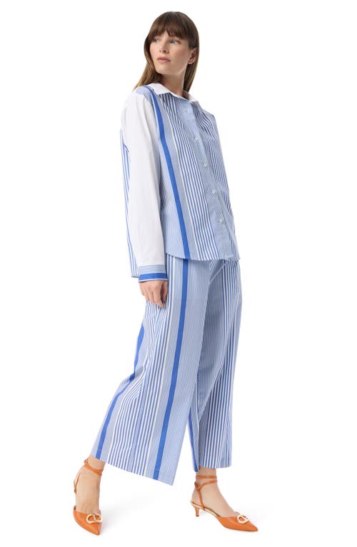 Do By Dee Ocleppo Sarah Stripe Crop Wide Leg Pants In Baja Blue- Shirting Stripe
