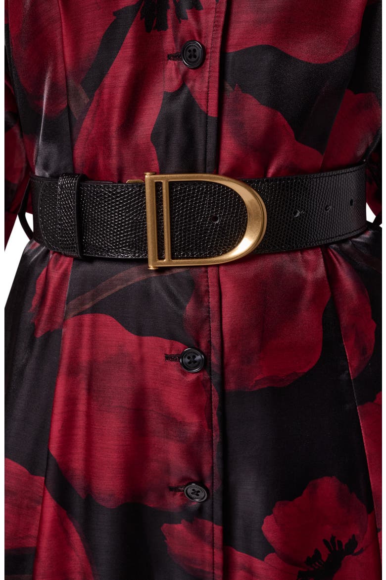 Floral Print Belted Shirtdress, Alternate, color, BLK/ RED VE