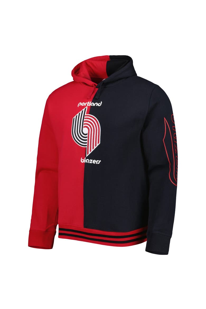 Men's Mitchell & Ness Red/Black Portland Trail Blazers Hardwood Classics Split Pullover Hoodie, Alternate, color, Red