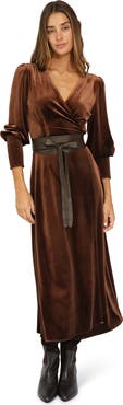 Belle & Bloom Current Mood Velvet Wrap Dress