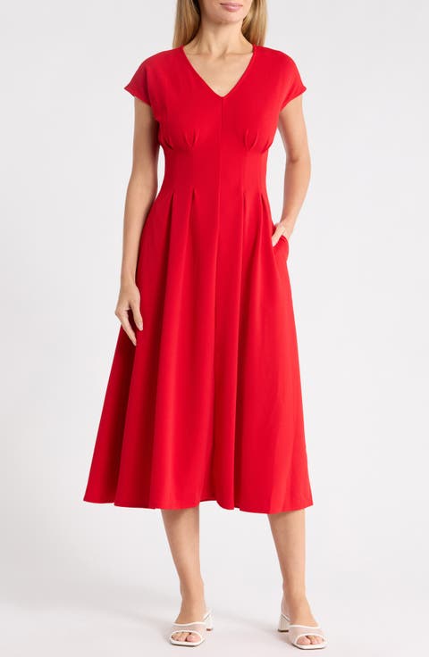 Pleated Waist A-Line Dress
