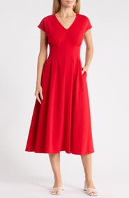 NORDSTROM RACK Pleated Waist A-Line Dress