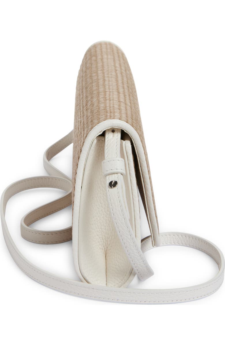 Akris Small Anouk East/West Trapezoid Raffia & Leather Clutch, Alternate, color, Nature-White
