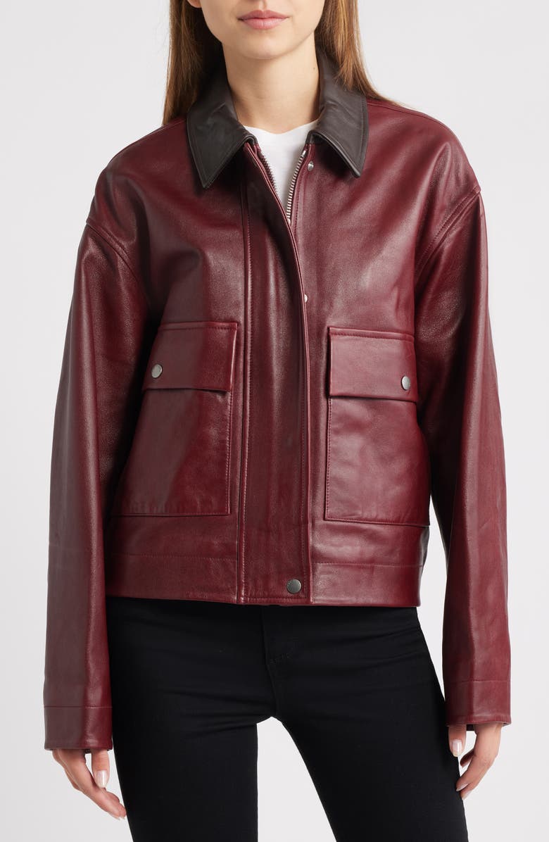 rag & bone Nonie Leather Jacket, Alternate, color, Burgundy