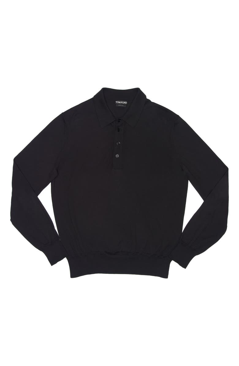 TOM FORD Superfine Sea Island Cotton Polo Sweater, Alternate, color,